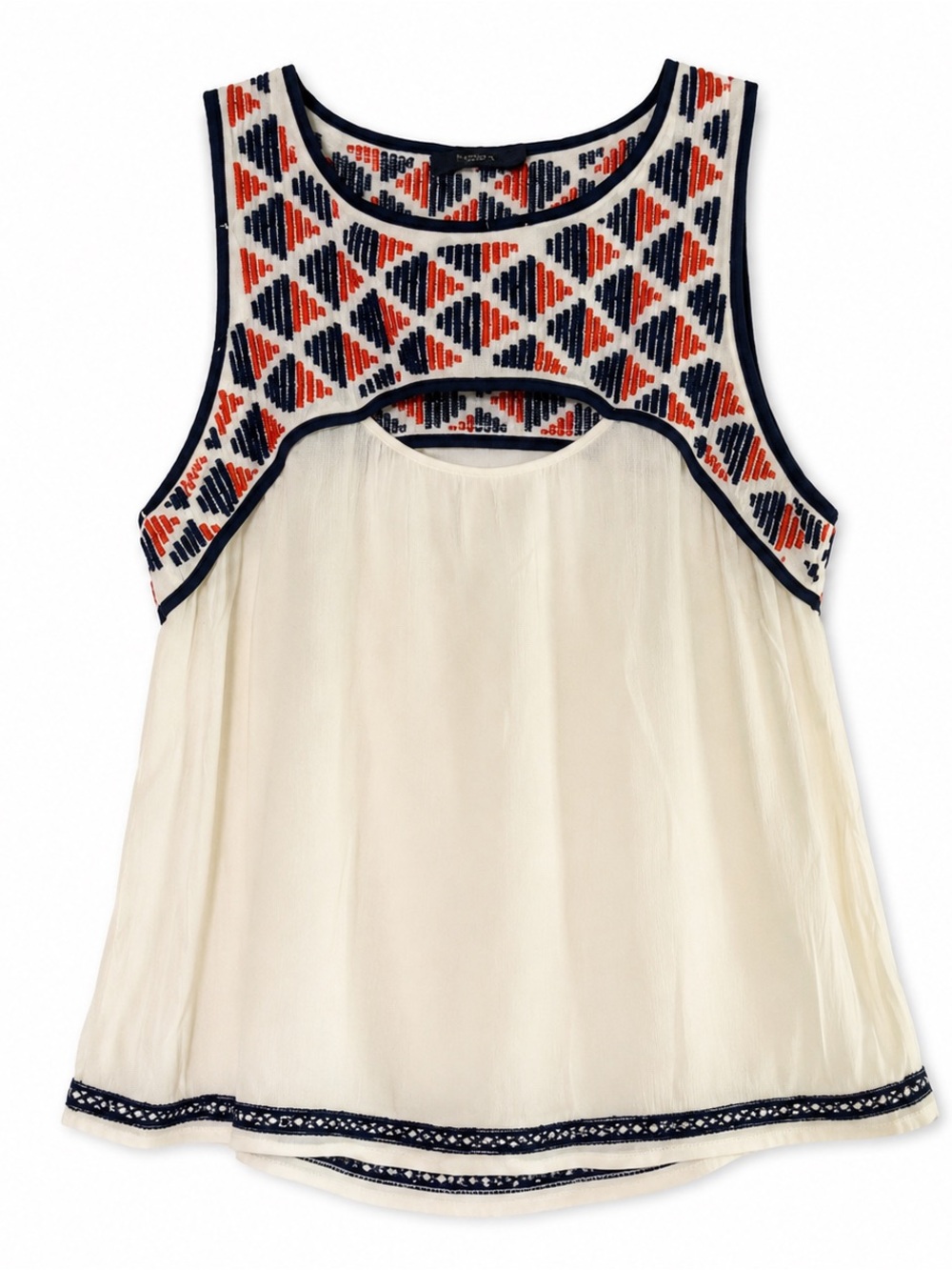 THML Brighten My Day  XS Embroidered Sleeveless Boho Tank Blouse Anthropology